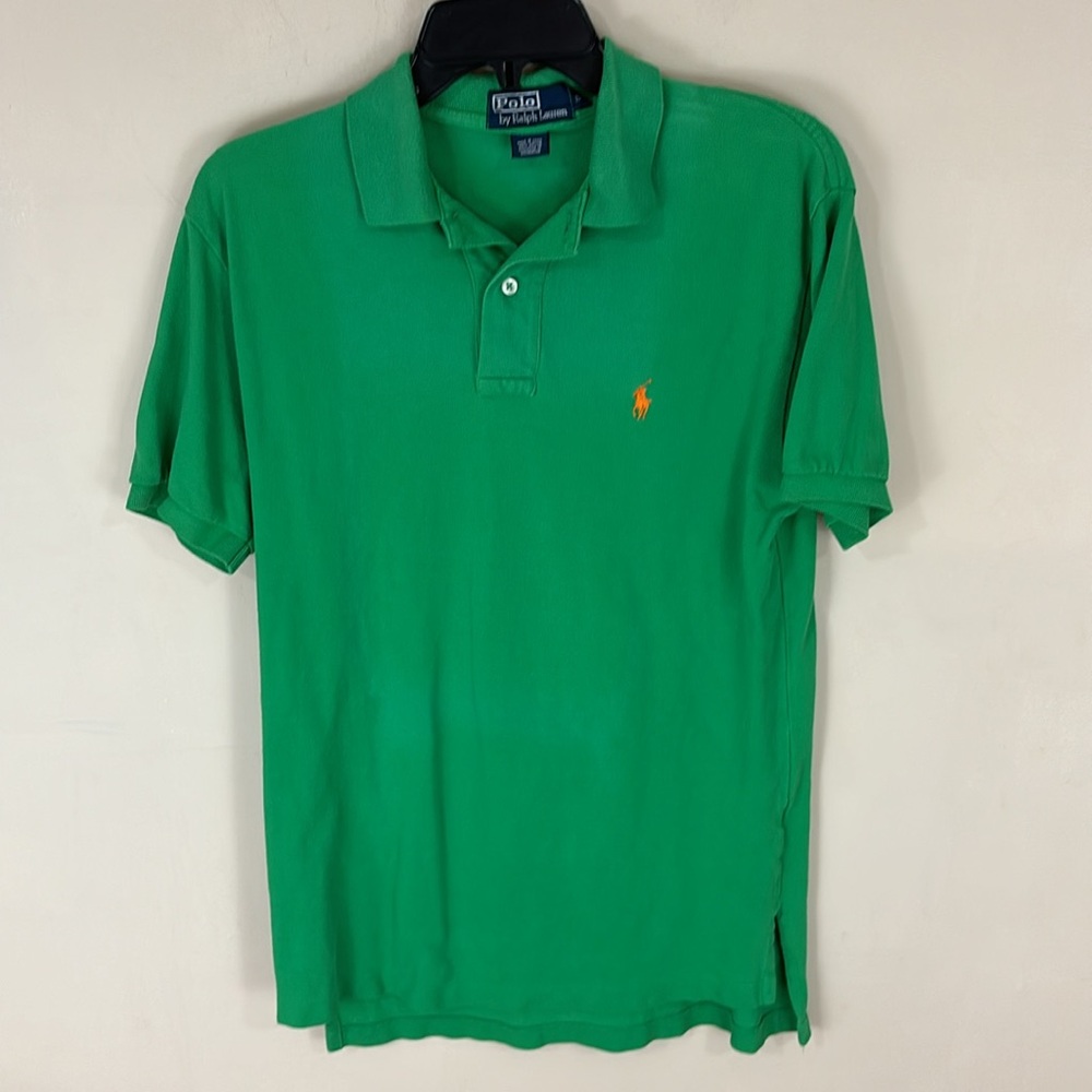 Polo Ralph Lauren Green Cotton Golf Polo Shirt with Orange Pony Size Small